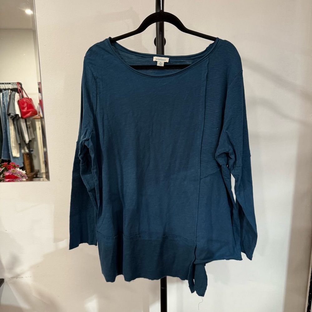 SUNDANCE 3/4 Sleeve Teal Knit Top (XL)